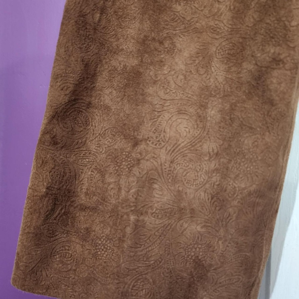 Vintage Brown Suede Floral Embossed Pants - Picture 5 of 5